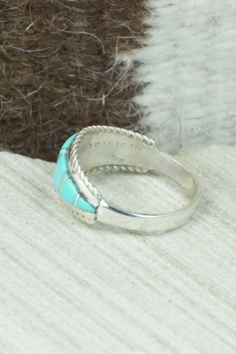 Turquoise & Sterling Silver Inlay Ring - Dierdre Panteah - Size 11.25