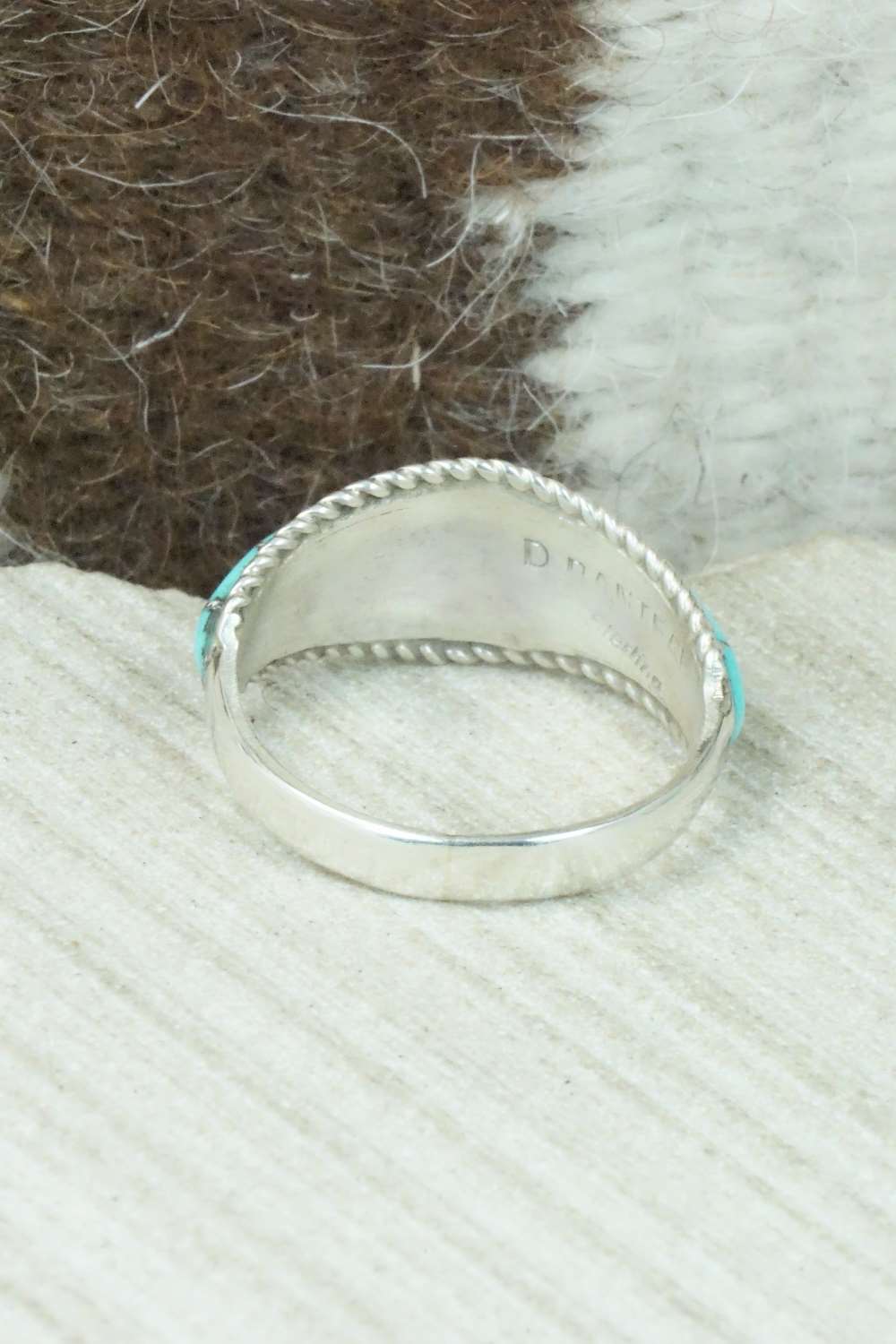 Turquoise & Sterling Silver Inlay Ring - Dierdre Panteah - Size 11.25
