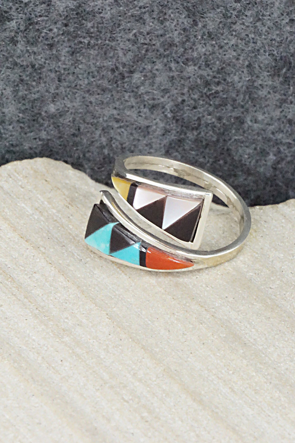 Multi Stone & Sterling Silver Ring - Mya Qualo - Size 7.5