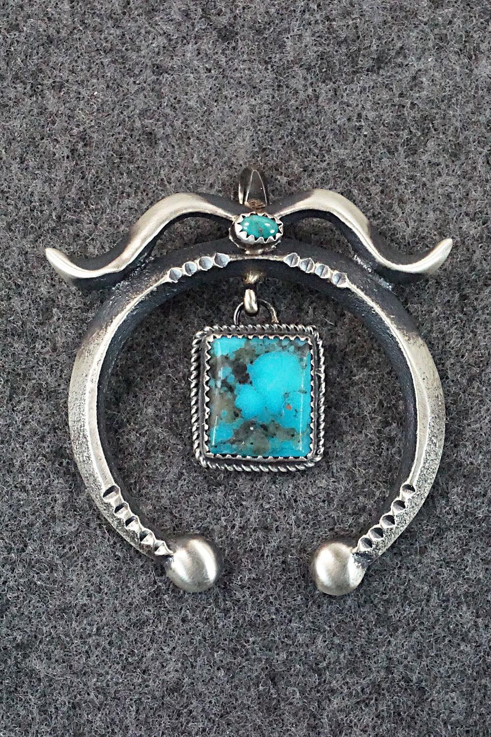 Turquoise and Sterling Silver Pendant - Martha Cayatineto