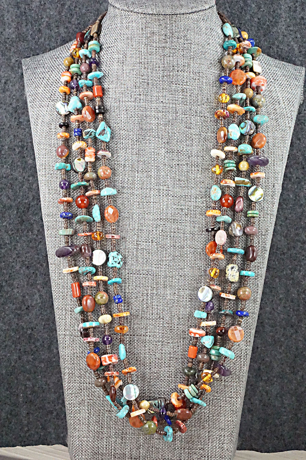 Multi Stone & Sterling Silver Necklace - Helen Tsosie