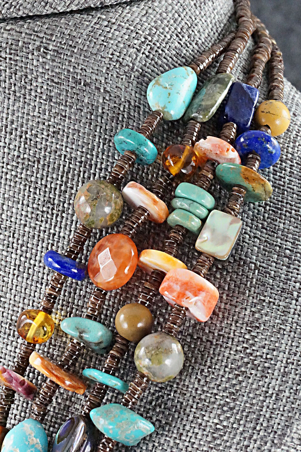 Multi Stone & Sterling Silver Necklace - Helen Tsosie