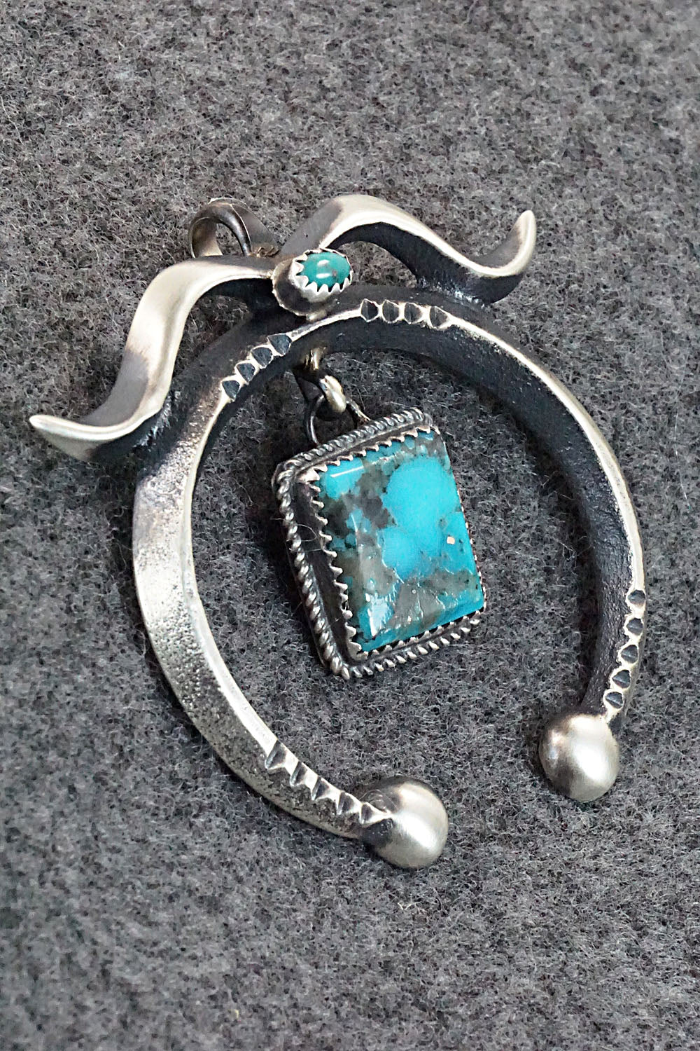 Turquoise and Sterling Silver Pendant - Martha Cayatineto