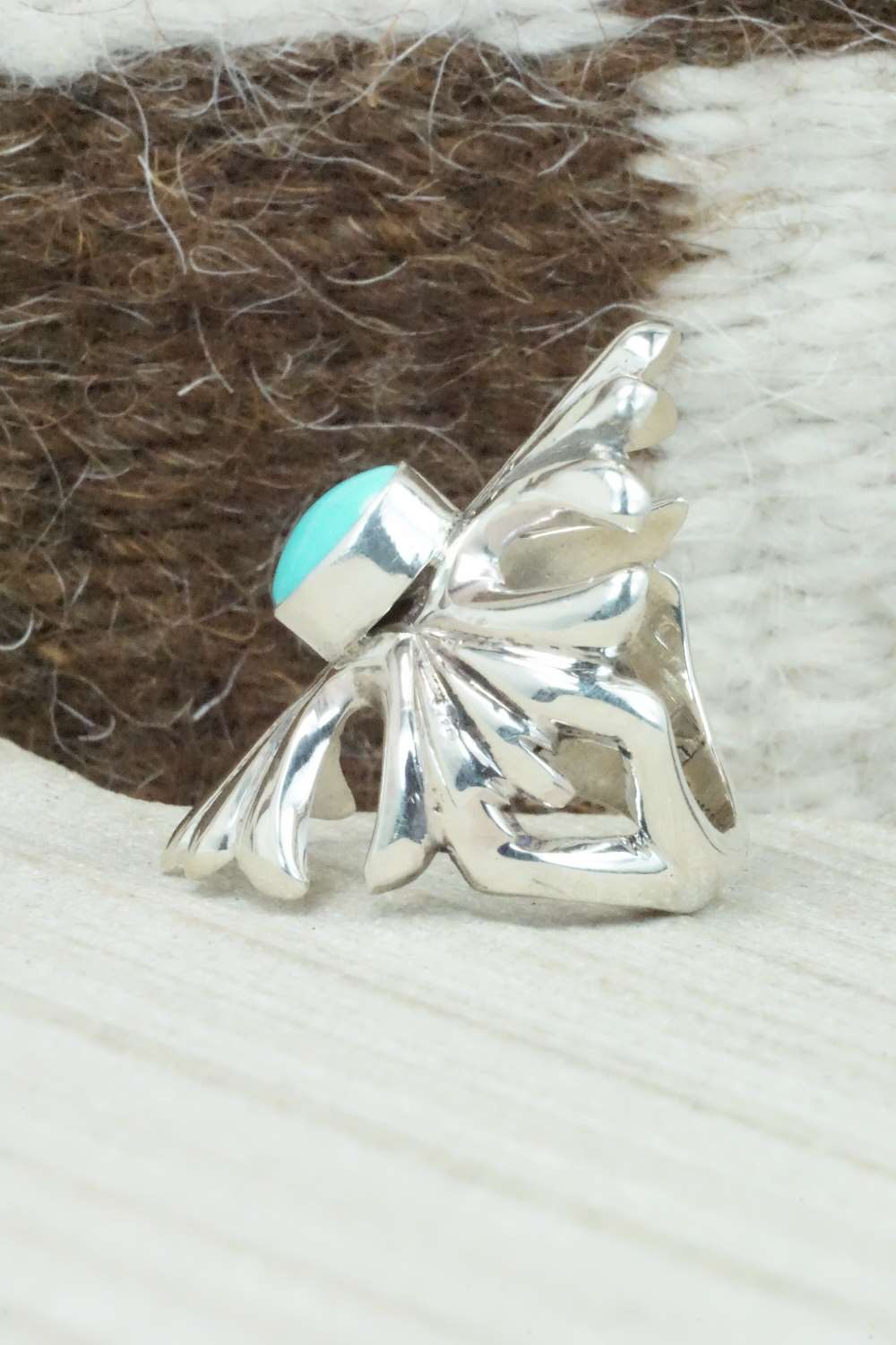Turquoise & Sterling Silver Ring - Victor Pena - Size 4.5