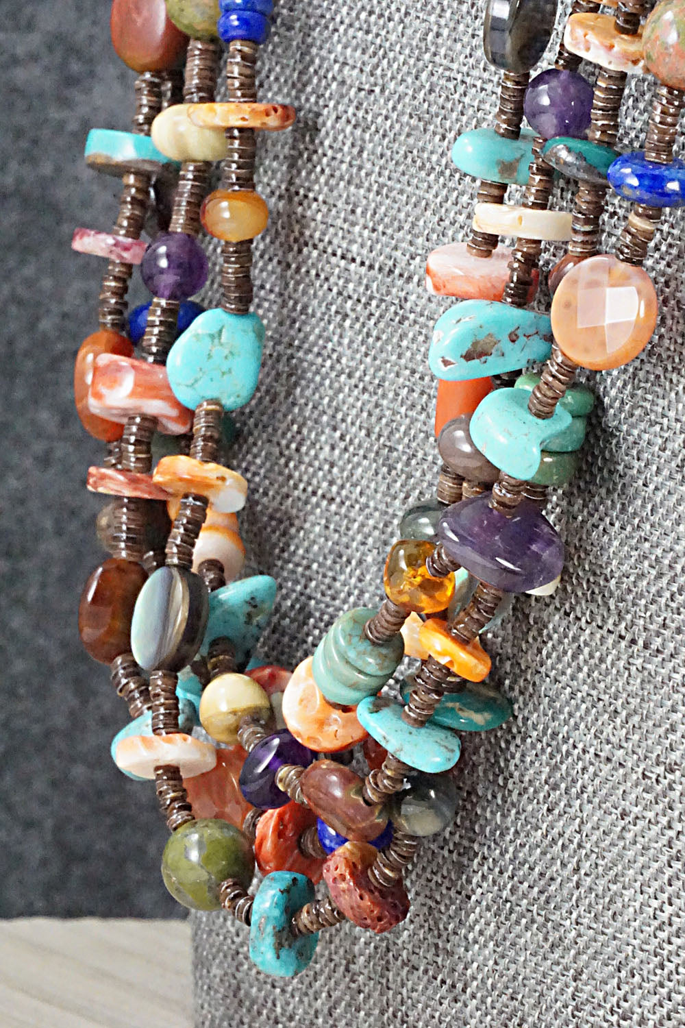 Multi Stone & Sterling Silver Necklace - Helen Tsosie