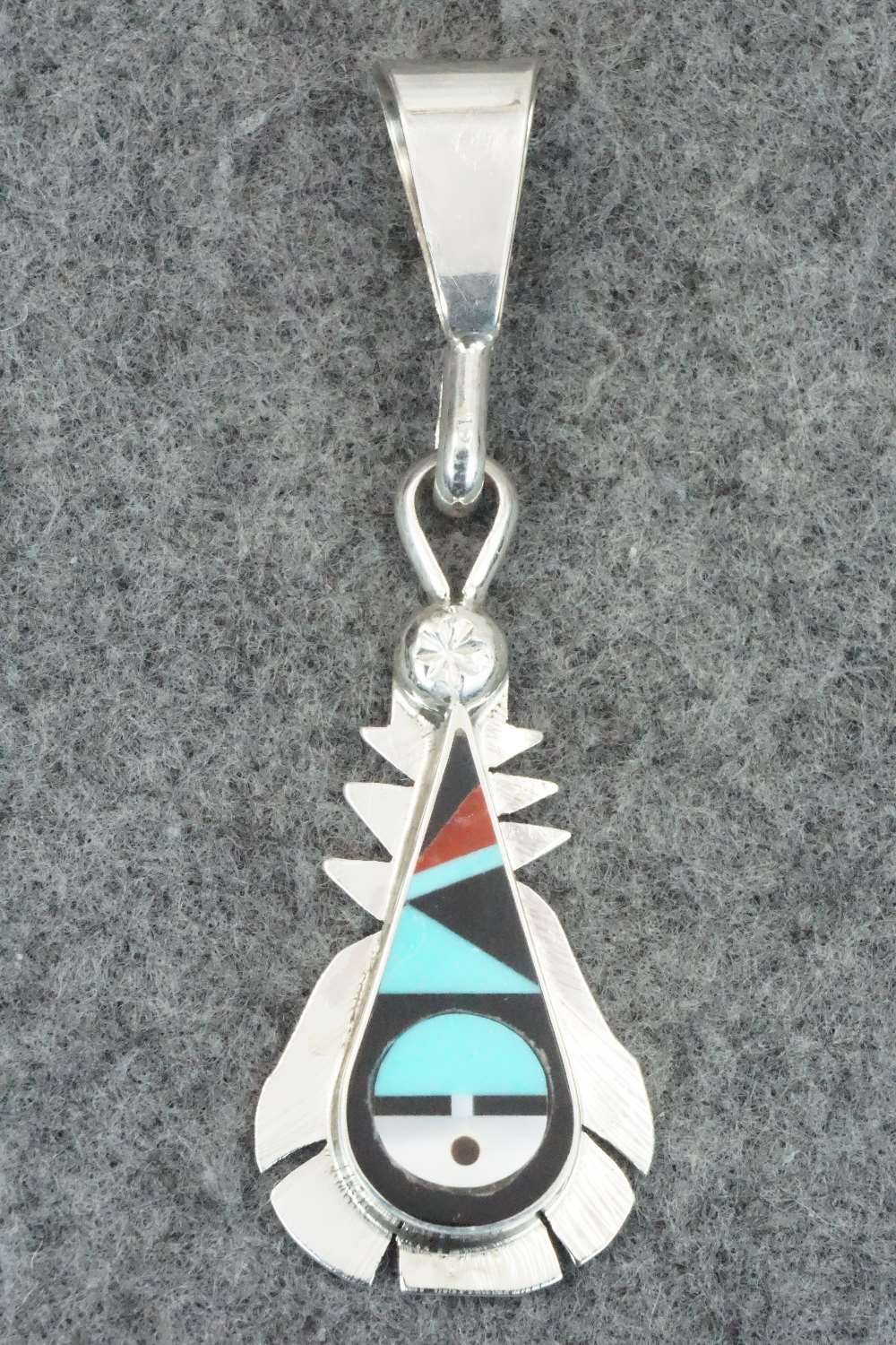 Multi Stone & Sterling Silver Inlay Pendant - Ricky Vacit