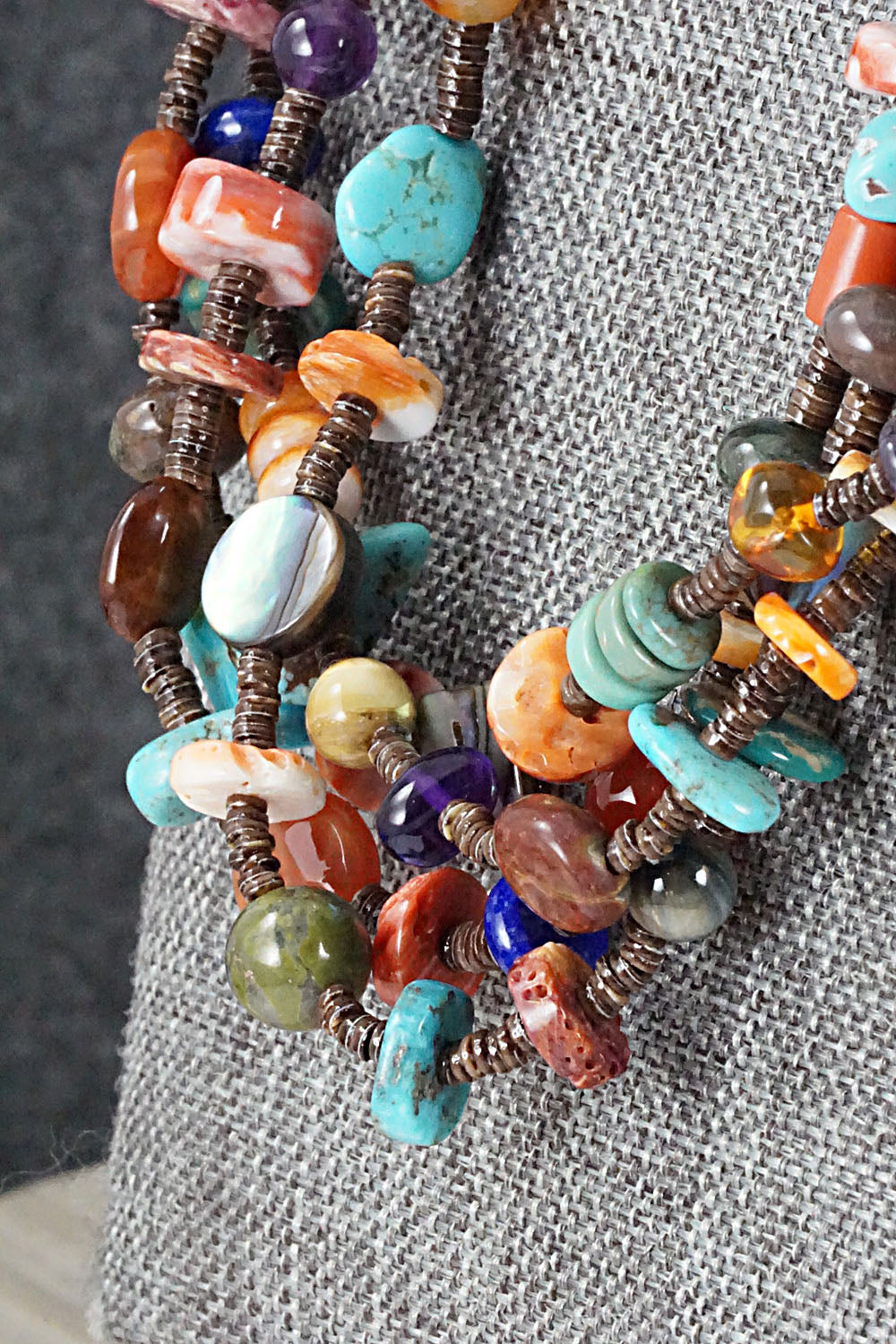 Multi Stone & Sterling Silver Necklace - Helen Tsosie