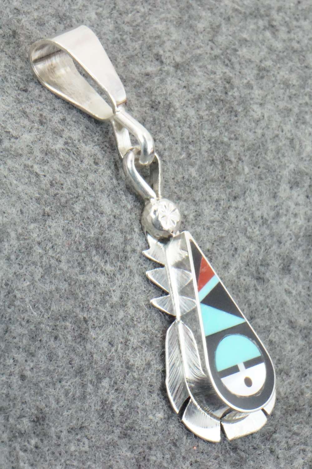 Multi Stone & Sterling Silver Inlay Pendant - Ricky Vacit