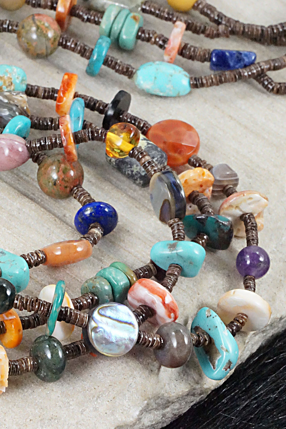 Multi Stone & Sterling Silver Necklace - Helen Tsosie
