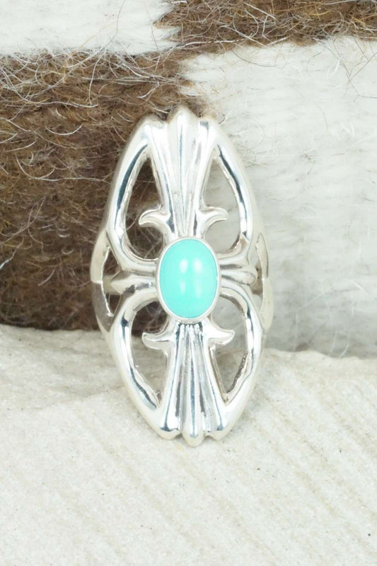 Turquoise & Sterling Silver Ring - Victor Pena - Size 5.25