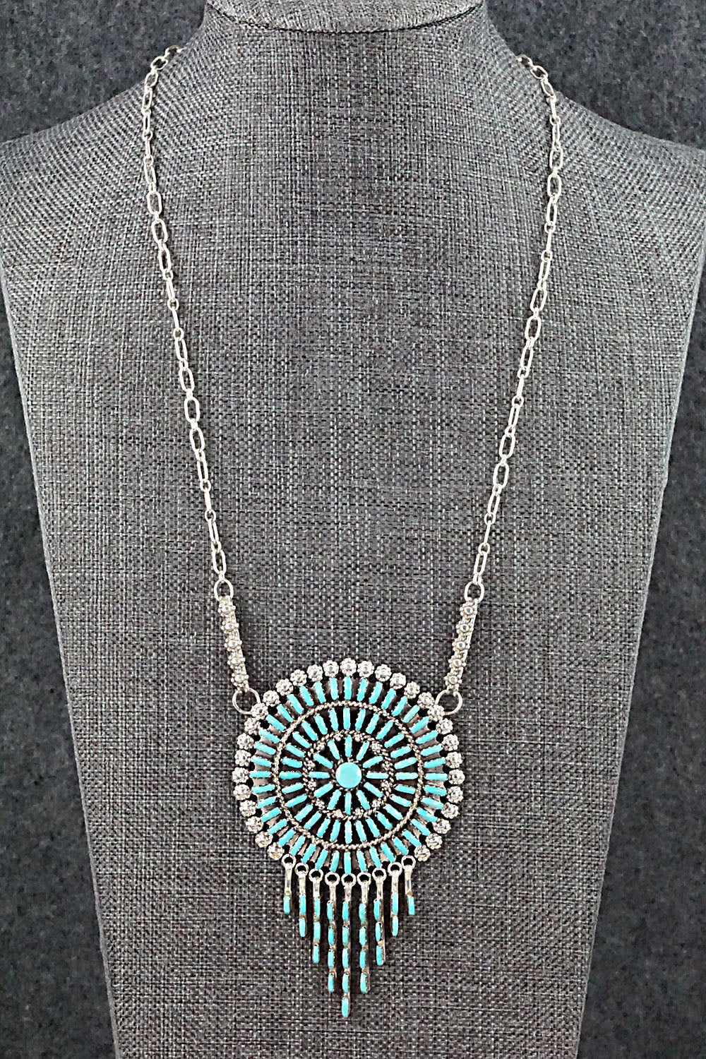Turquoise & Sterling Silver Necklace - Keith Leekity