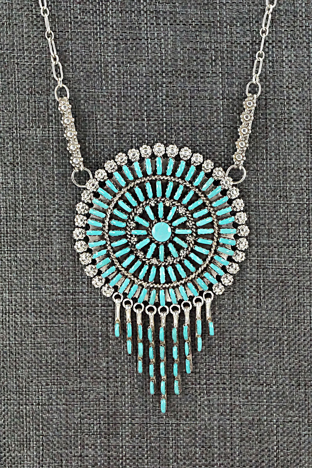Turquoise & Sterling Silver Necklace - Keith Leekity