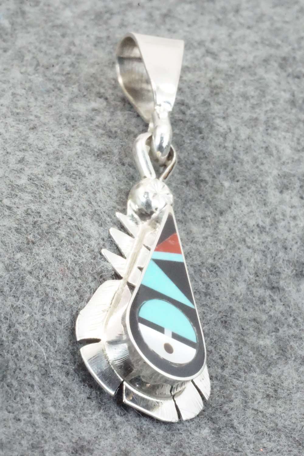 Multi Stone & Sterling Silver Inlay Pendant - Ricky Vacit