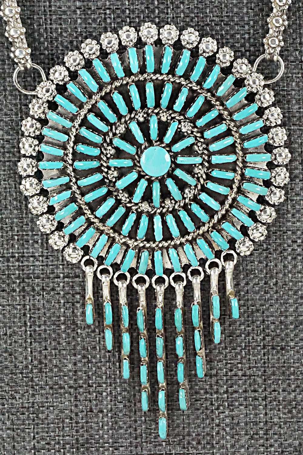 Turquoise & Sterling Silver Necklace - Keith Leekity