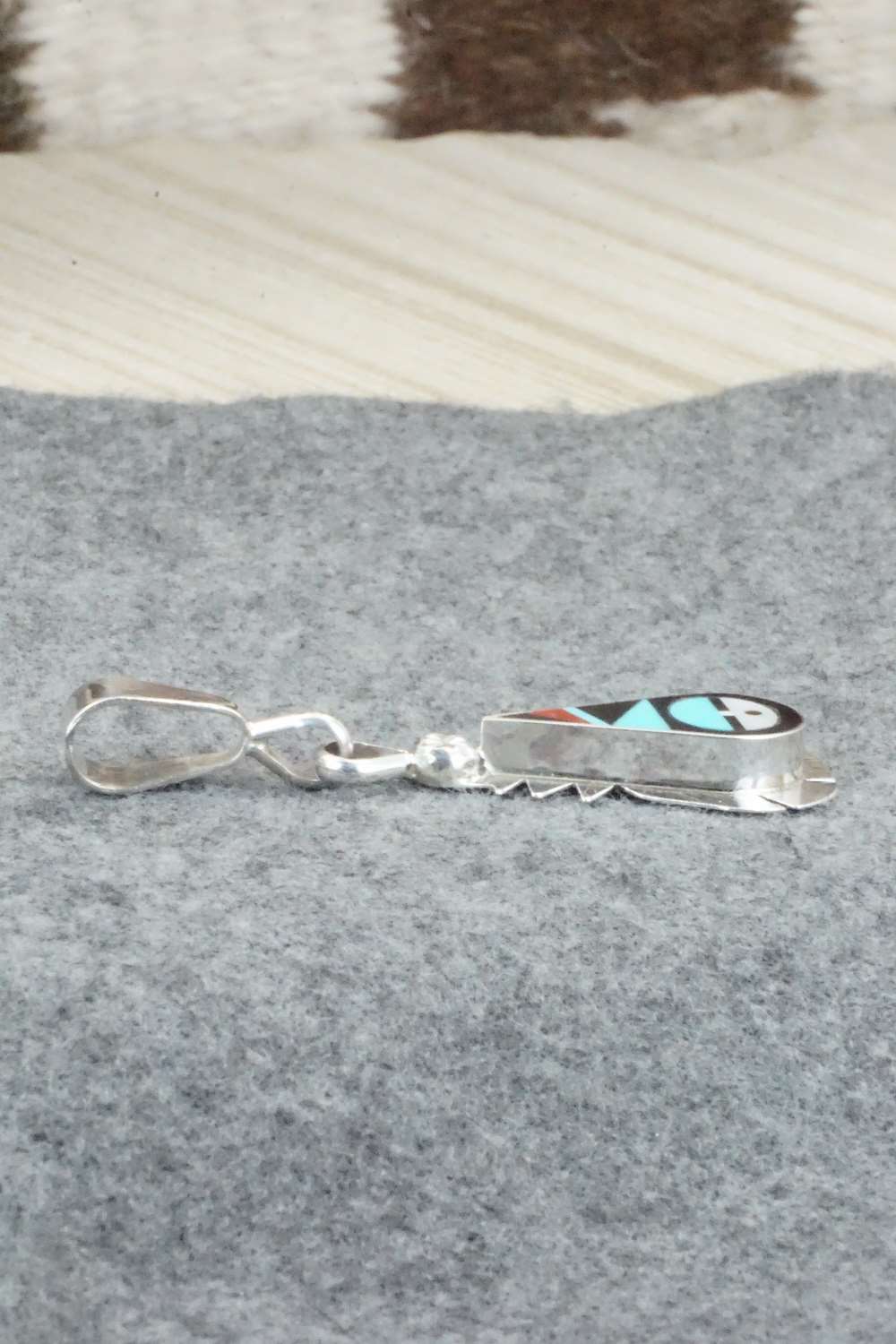 Multi Stone & Sterling Silver Inlay Pendant - Ricky Vacit