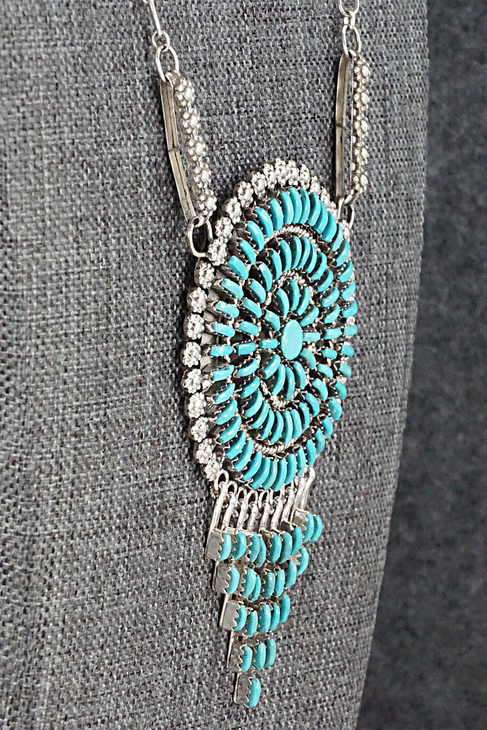 Turquoise & Sterling Silver Necklace - Keith Leekity