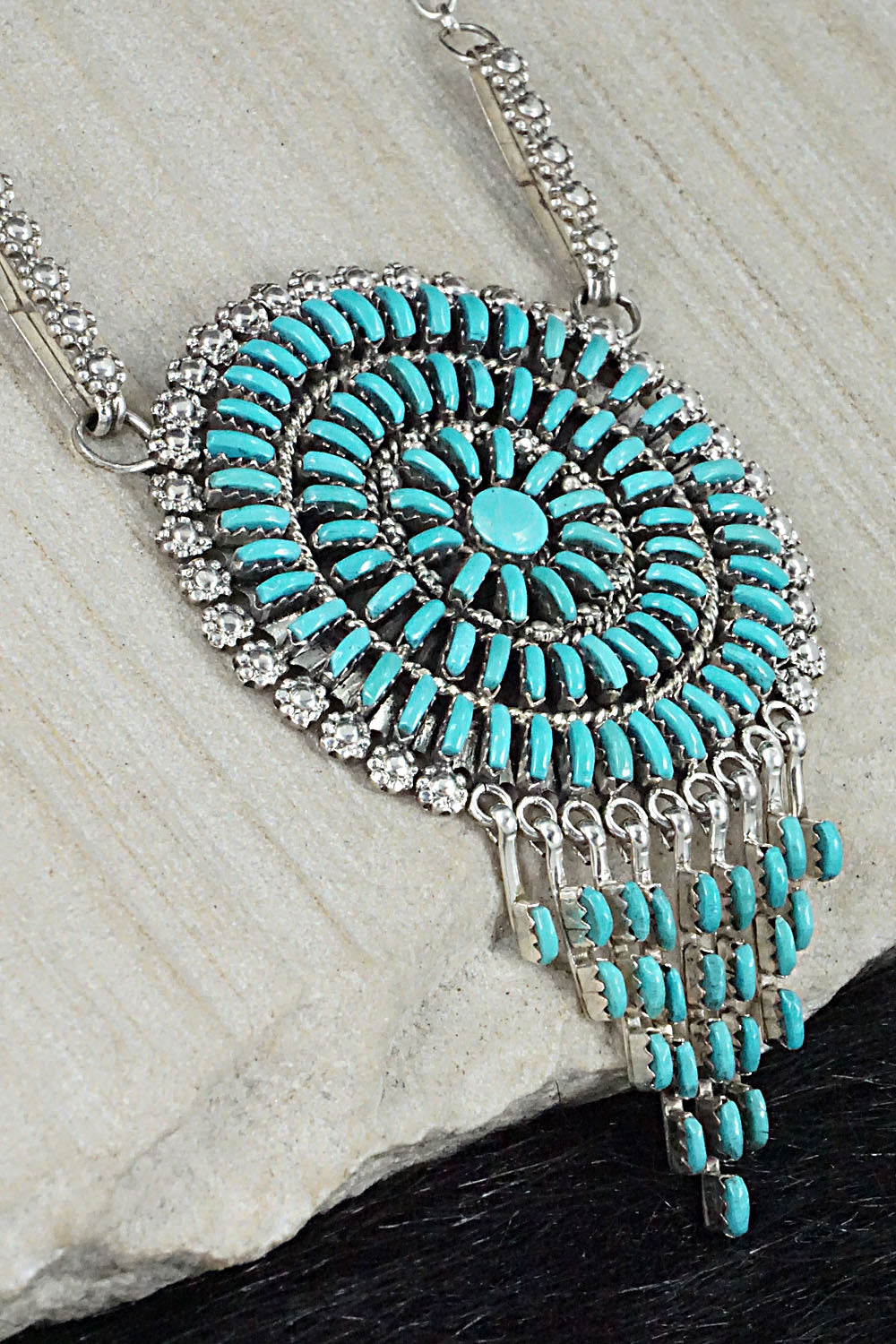 Turquoise & Sterling Silver Necklace - Keith Leekity