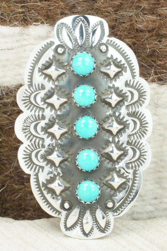 Turquoise & Sterling Silver Ring - Leander Tahe - Size 9