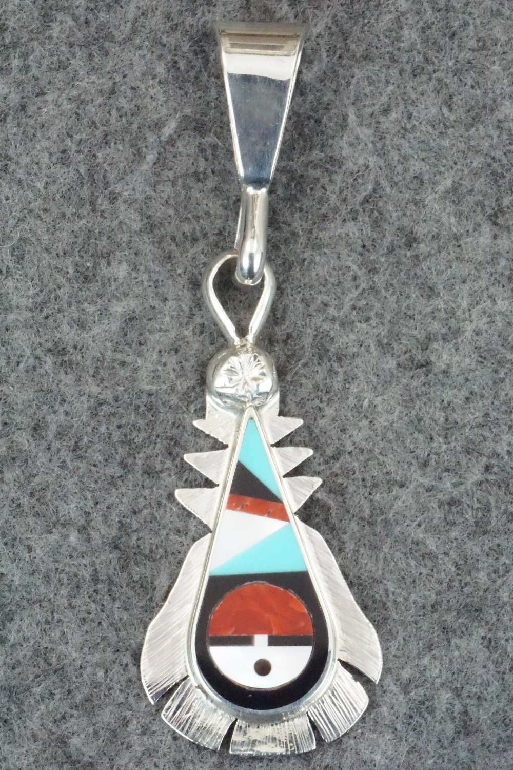 Multi Stone & Sterling Silver Inlay Pendant - Ricky Vacit