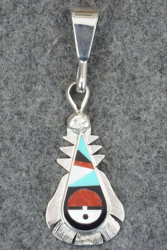 Multi Stone & Sterling Silver Inlay Pendant - Ricky Vacit