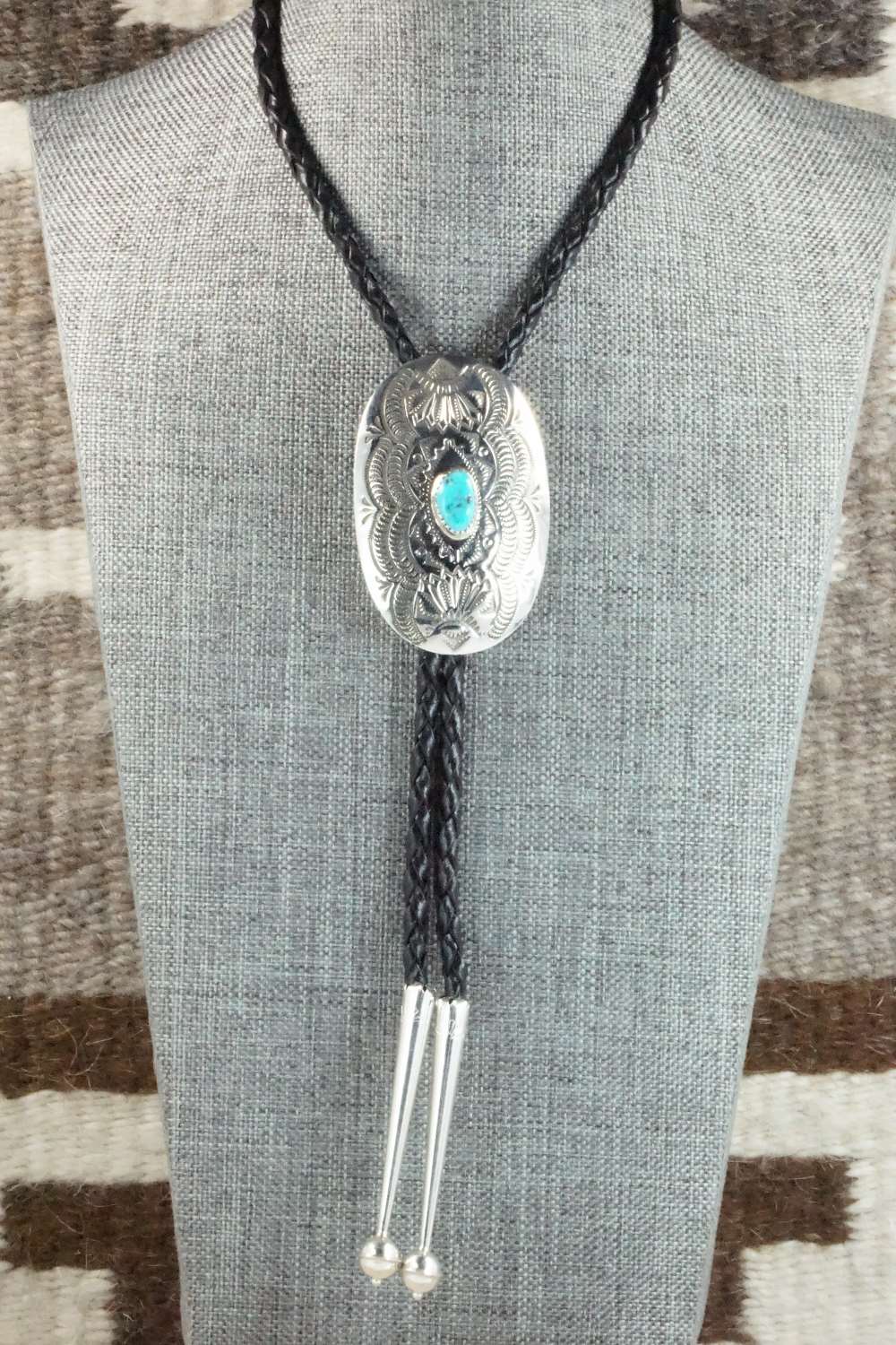 Turquoise & Sterling Silver Bolo Tie - Shirley Skeets