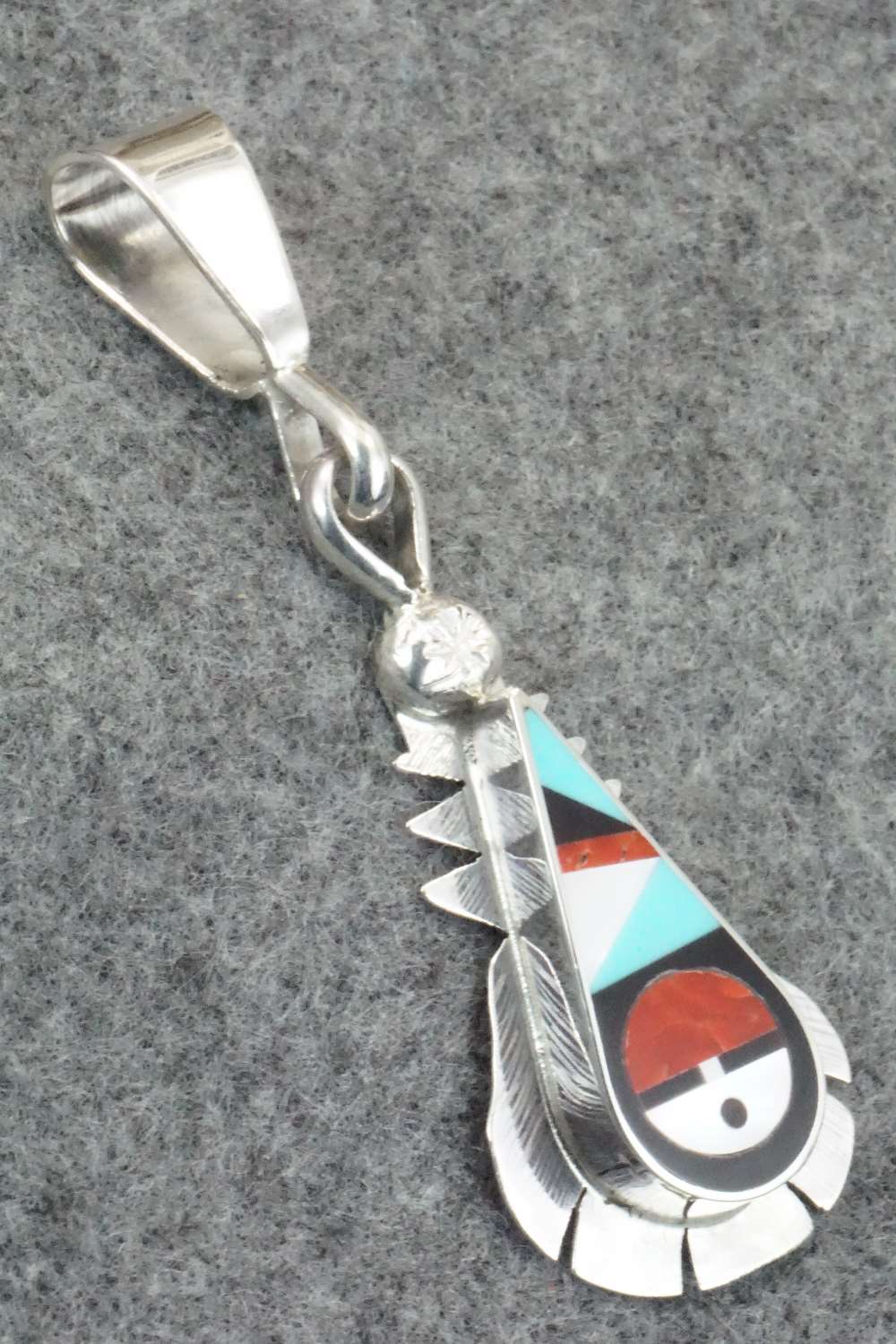 Multi Stone & Sterling Silver Inlay Pendant - Ricky Vacit