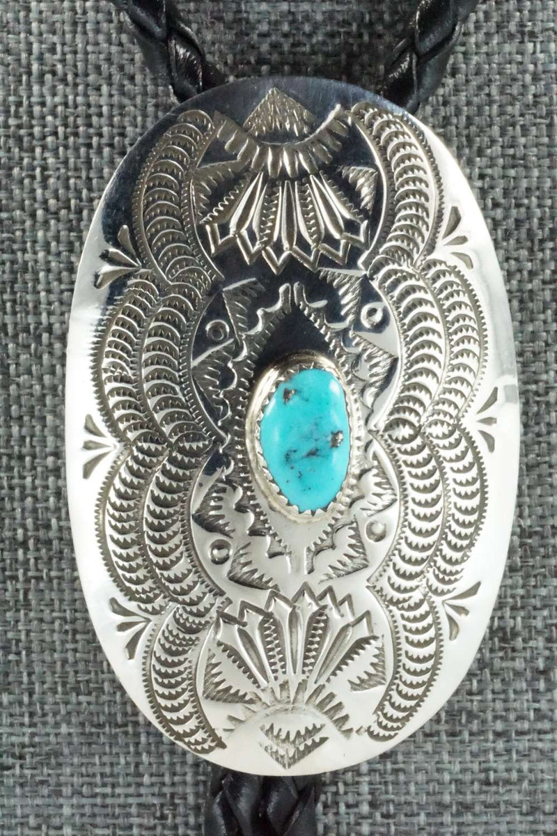 Turquoise & Sterling Silver Bolo Tie - Shirley Skeets