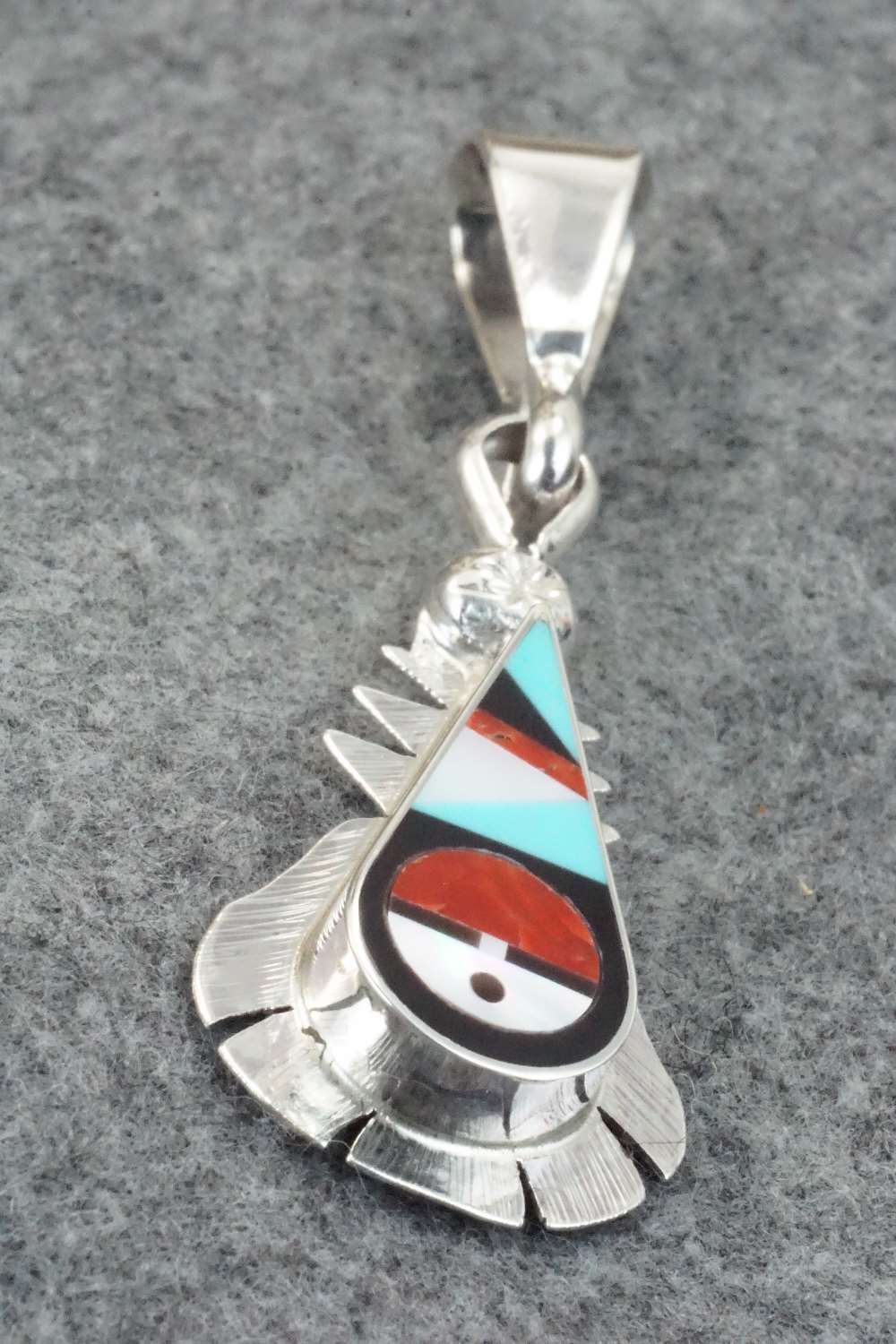Multi Stone & Sterling Silver Inlay Pendant - Ricky Vacit