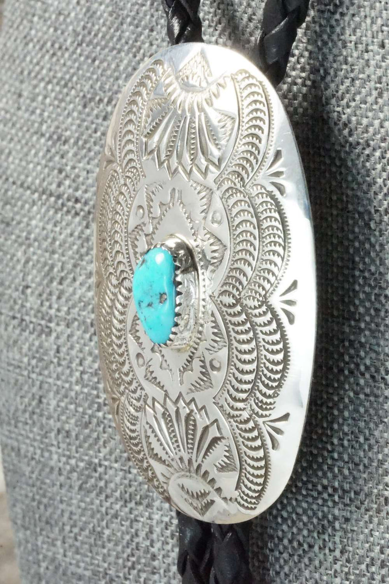 Turquoise & Sterling Silver Bolo Tie - Shirley Skeets