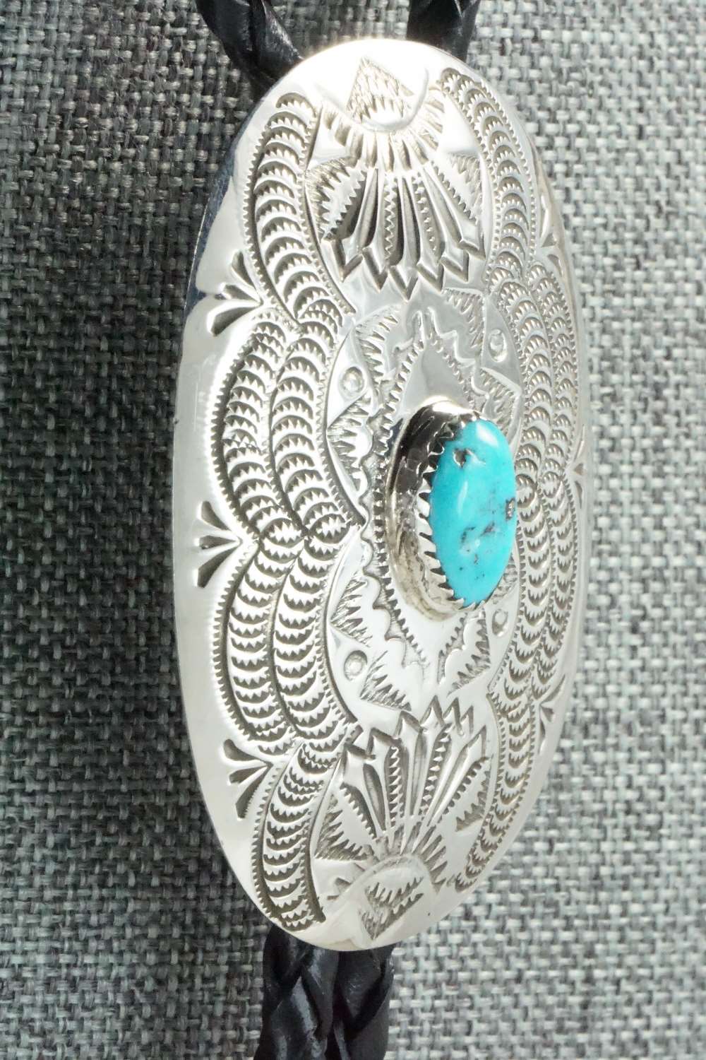 Turquoise & Sterling Silver Bolo Tie - Shirley Skeets