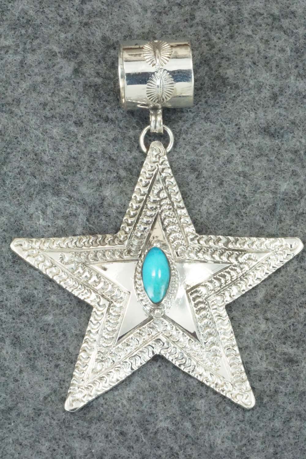 Turquoise and Sterling Silver Pendant - June Delgarito