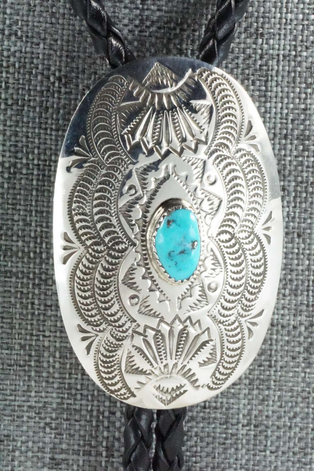Turquoise & Sterling Silver Bolo Tie - Shirley Skeets