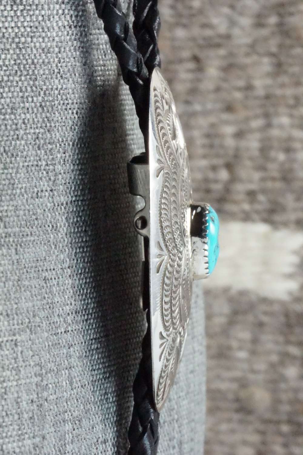 Turquoise & Sterling Silver Bolo Tie - Shirley Skeets