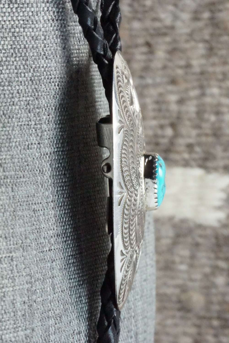 Turquoise & Sterling Silver Bolo Tie - Shirley Skeets