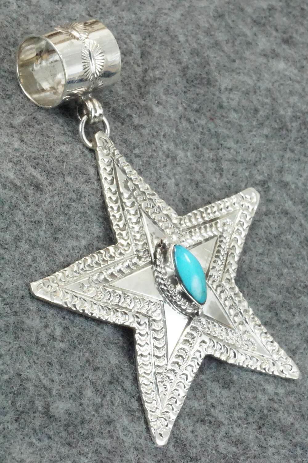 Turquoise and Sterling Silver Pendant - June Delgarito
