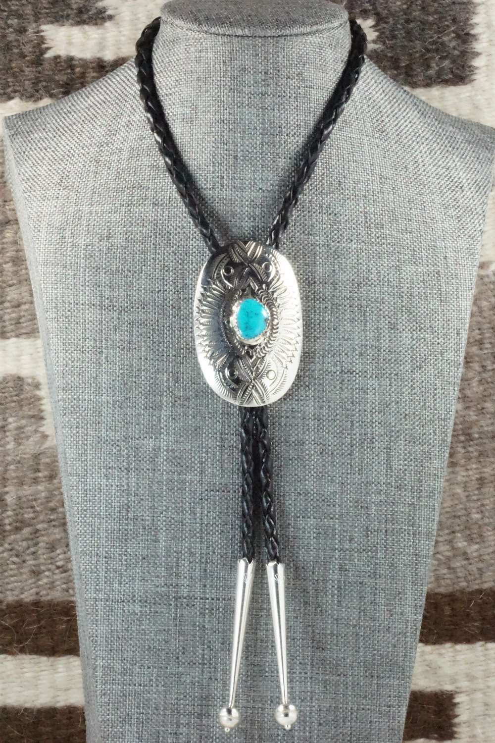 Turquoise & Sterling Silver Bolo Tie - Shirley Skeets