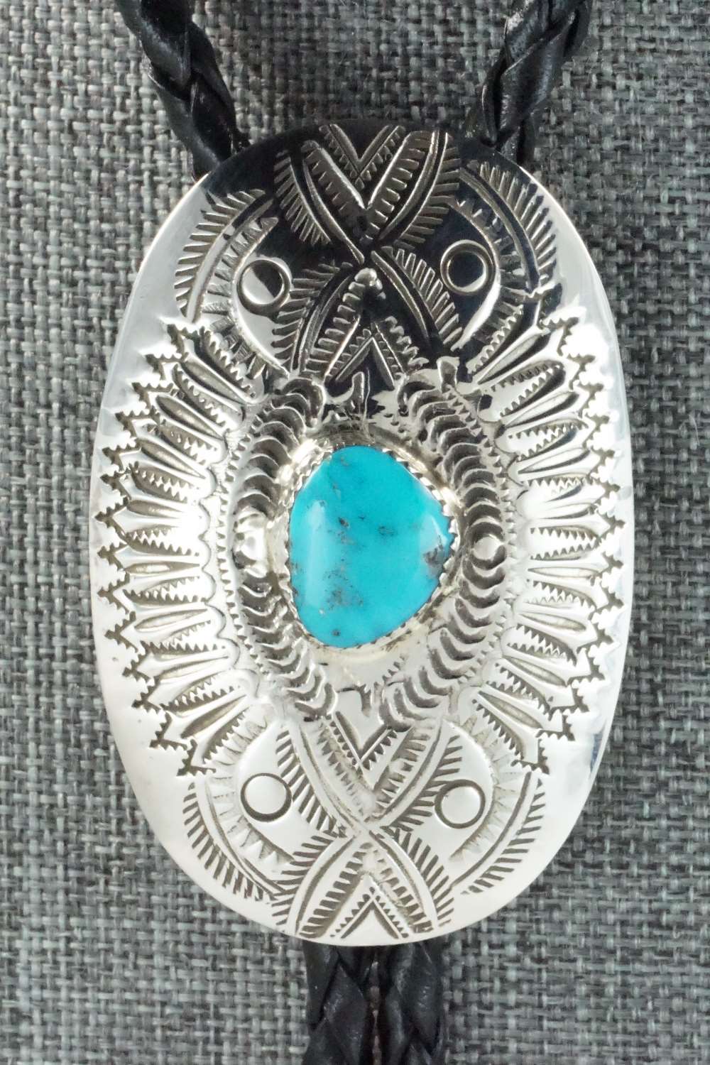Turquoise & Sterling Silver Bolo Tie - Shirley Skeets