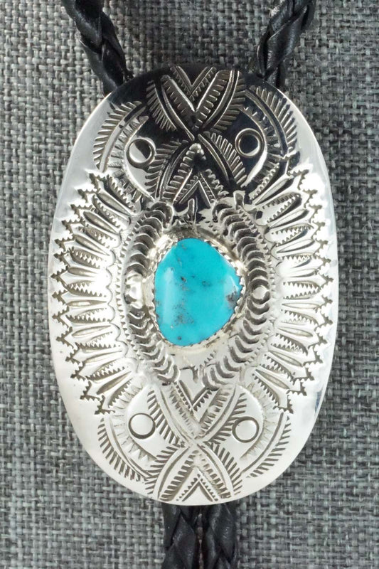Turquoise & Sterling Silver Bolo Tie - Shirley Skeets