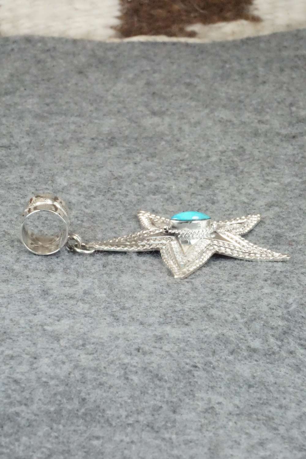 Turquoise and Sterling Silver Pendant - June Delgarito