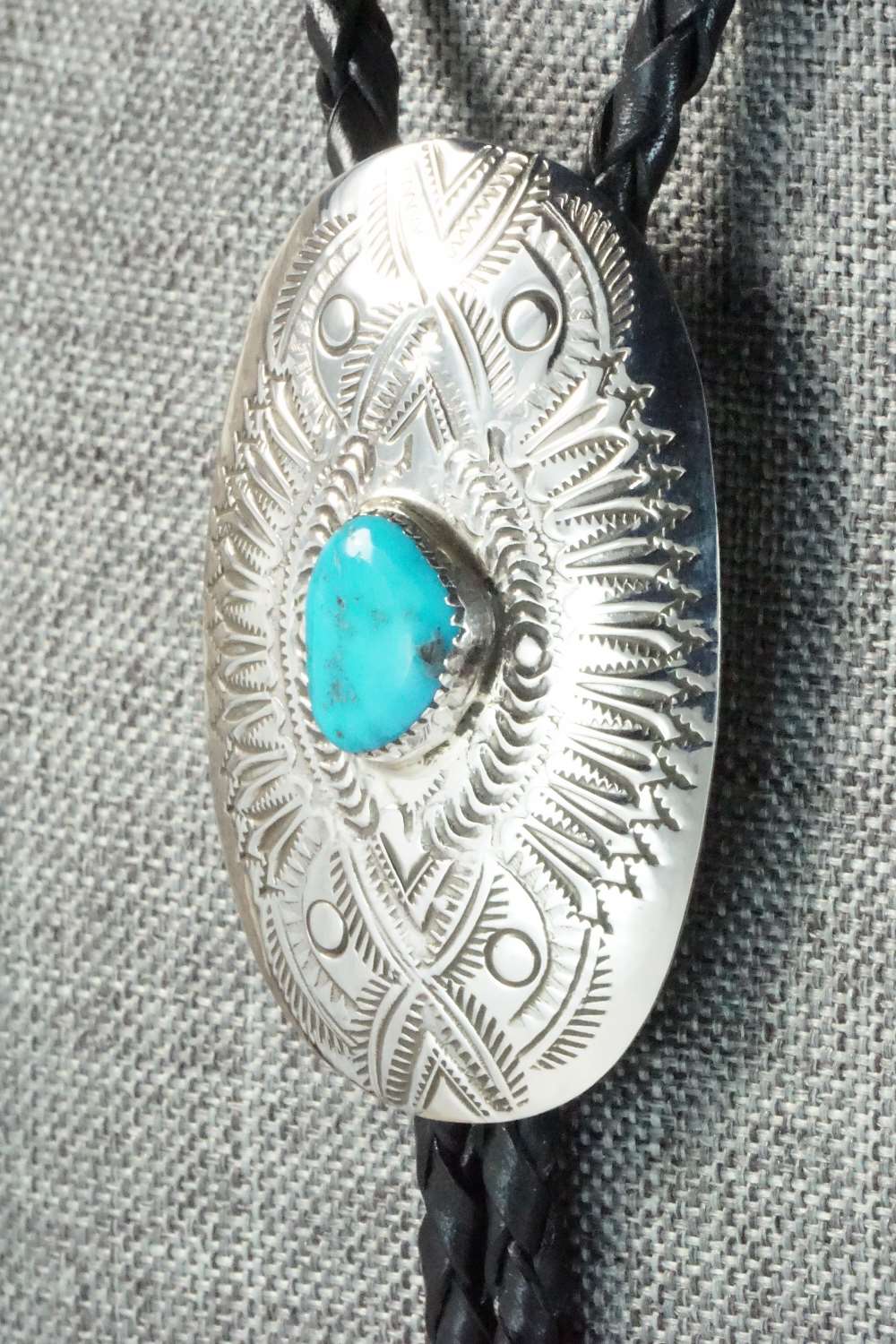Turquoise & Sterling Silver Bolo Tie - Shirley Skeets