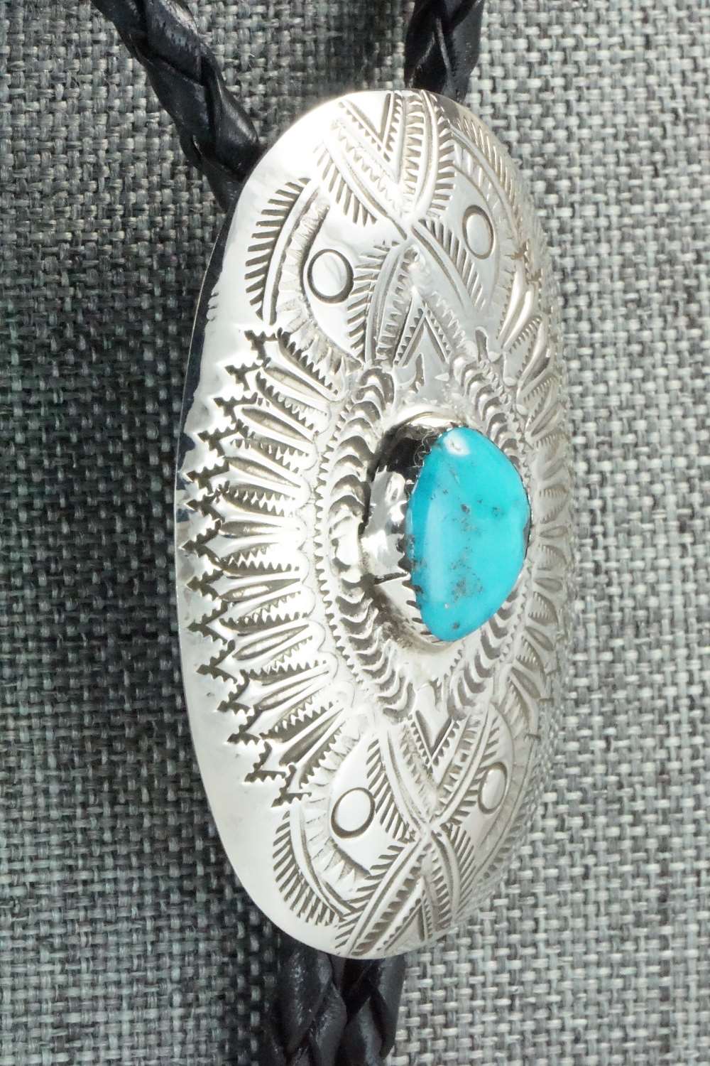Turquoise & Sterling Silver Bolo Tie - Shirley Skeets