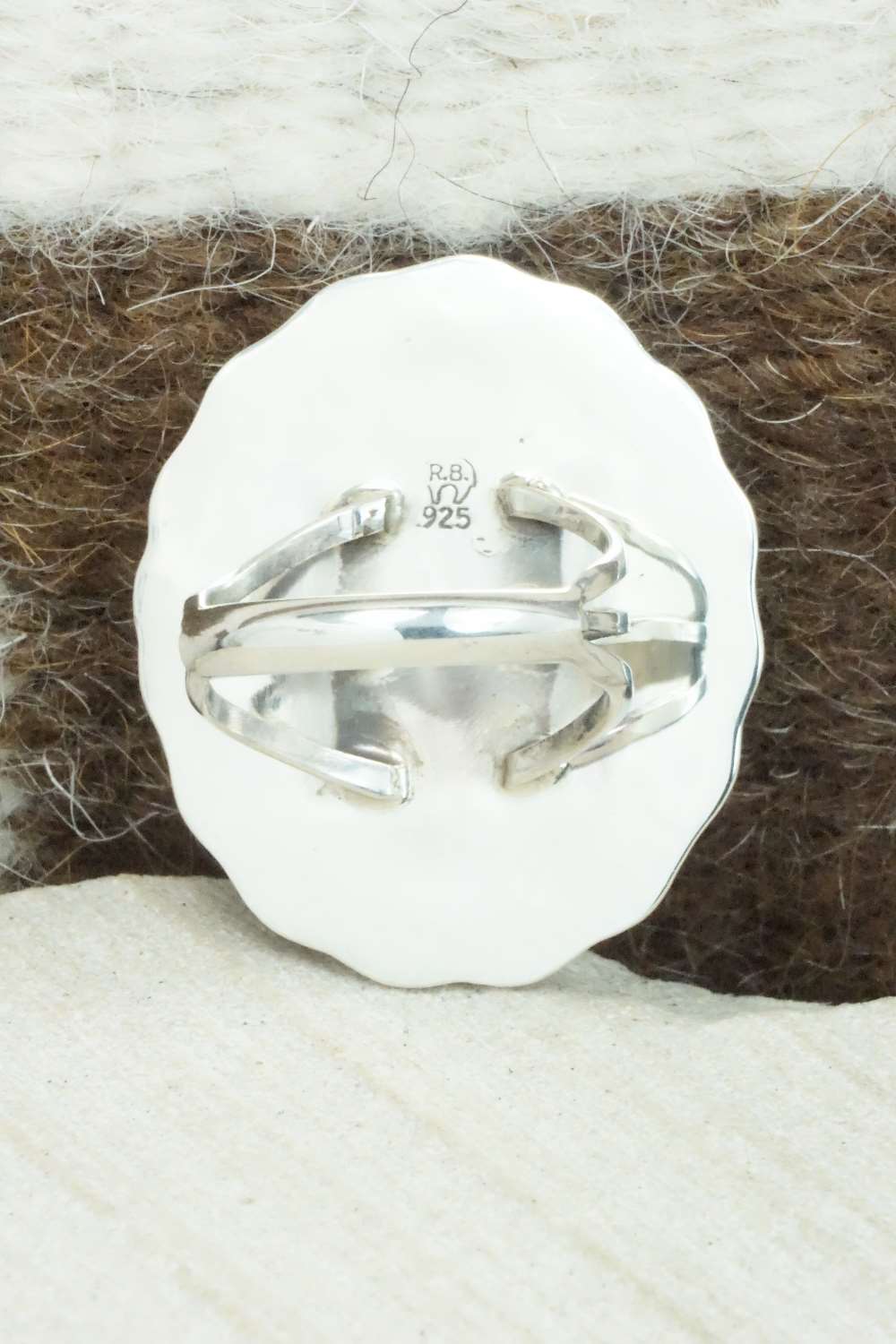 White Buffalo & Sterling Silver Ring - Samuel Yellowhair - Size 6.75