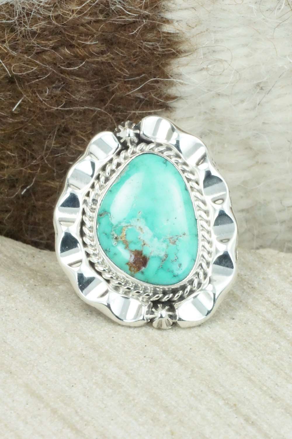 Turquoise & Sterling Silver Ring - Samuel Yellowhair - Size 5.25