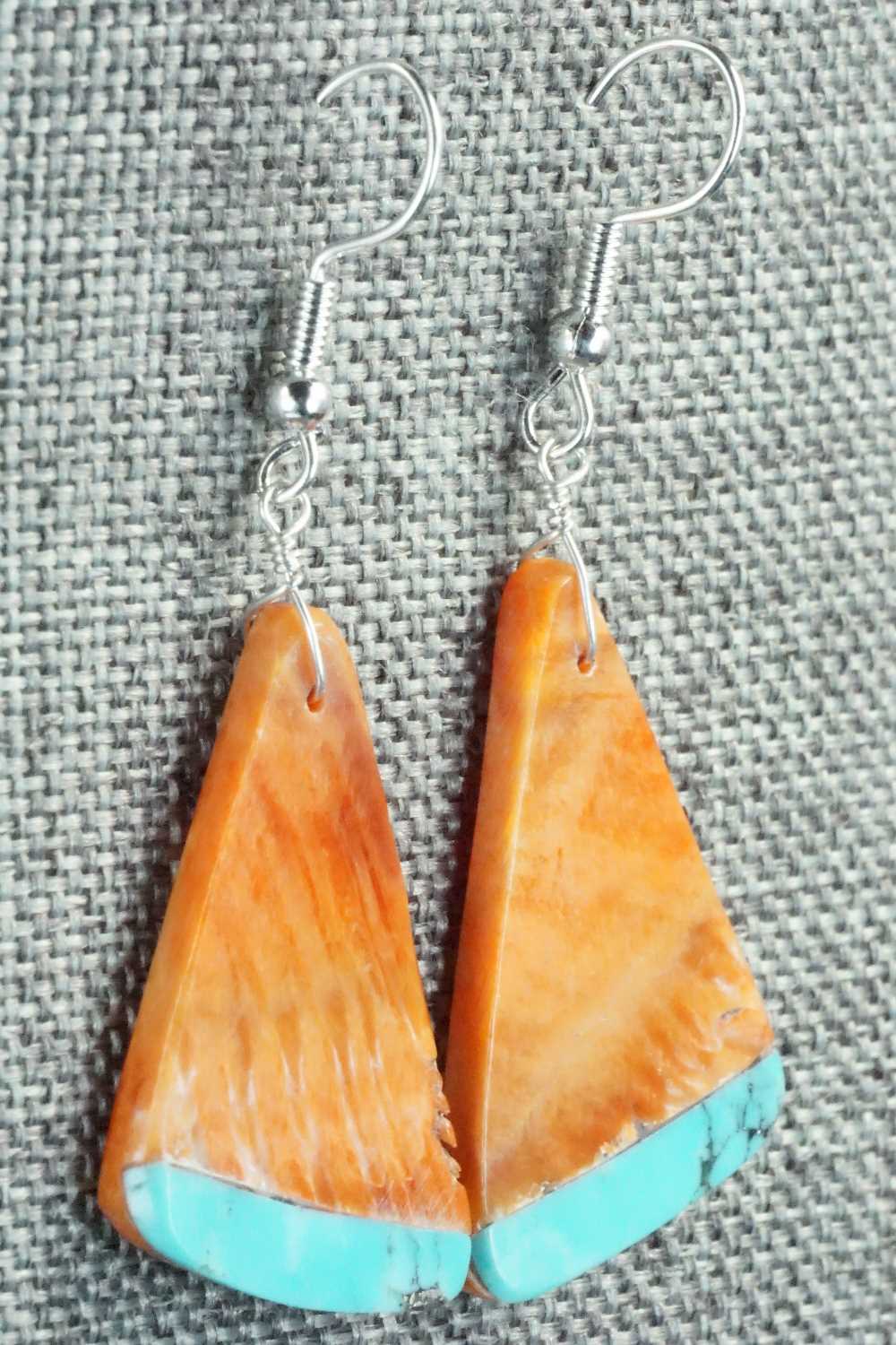 Spiny Oyster, Turquoise & Sterling Silver Earrings - Santo Domingo