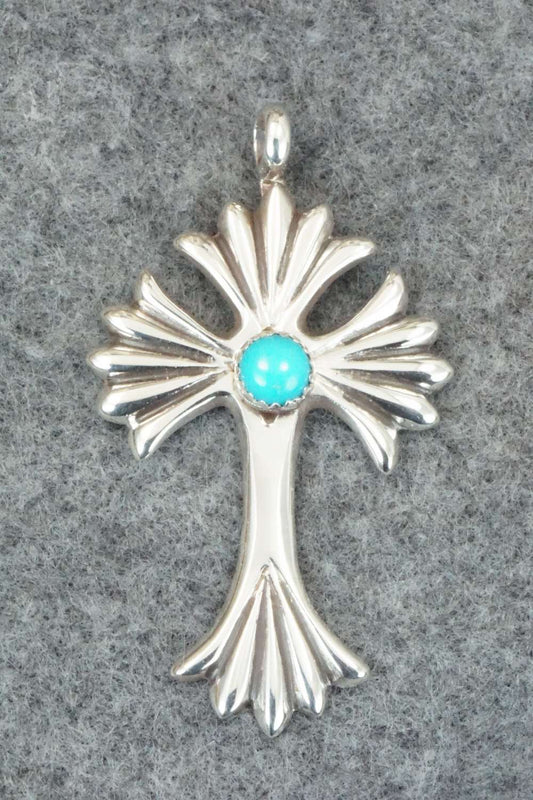 Turquoise & Sterling Silver Cross Pendant - Vanessa Kee