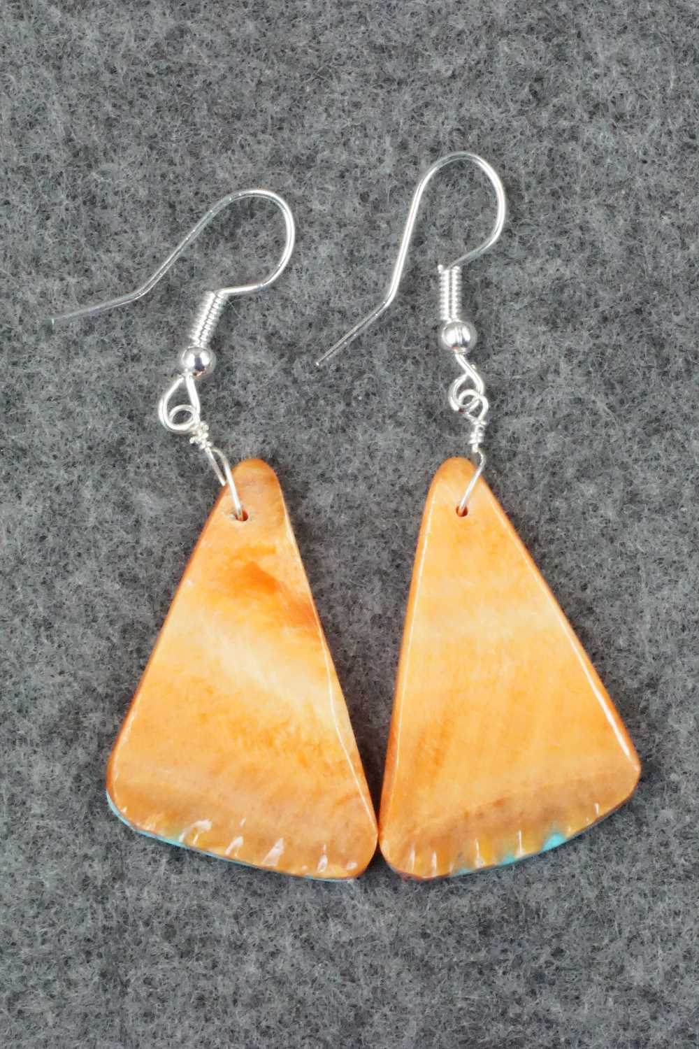 Spiny Oyster, Turquoise & Sterling Silver Earrings - Santo Domingo