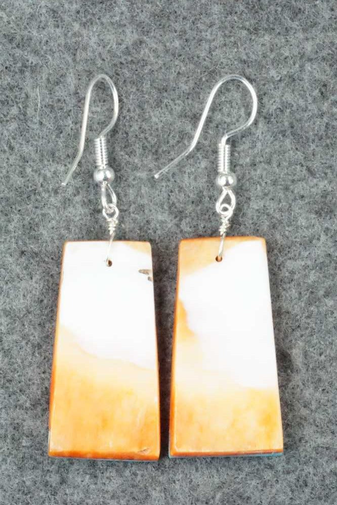 Spiny Oyster, Turquoise & Sterling Silver Earrings - Santo Domingo