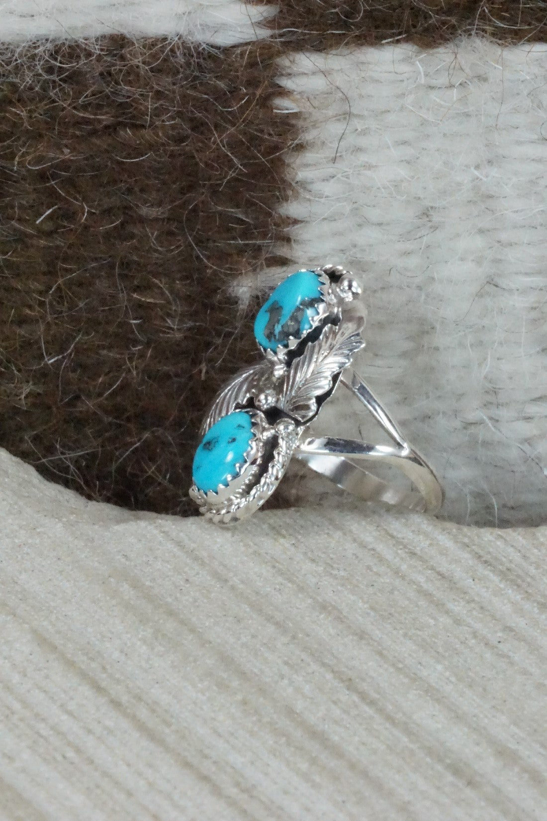 Turquoise & Sterling Silver Ring - William Begay - Size 4.5