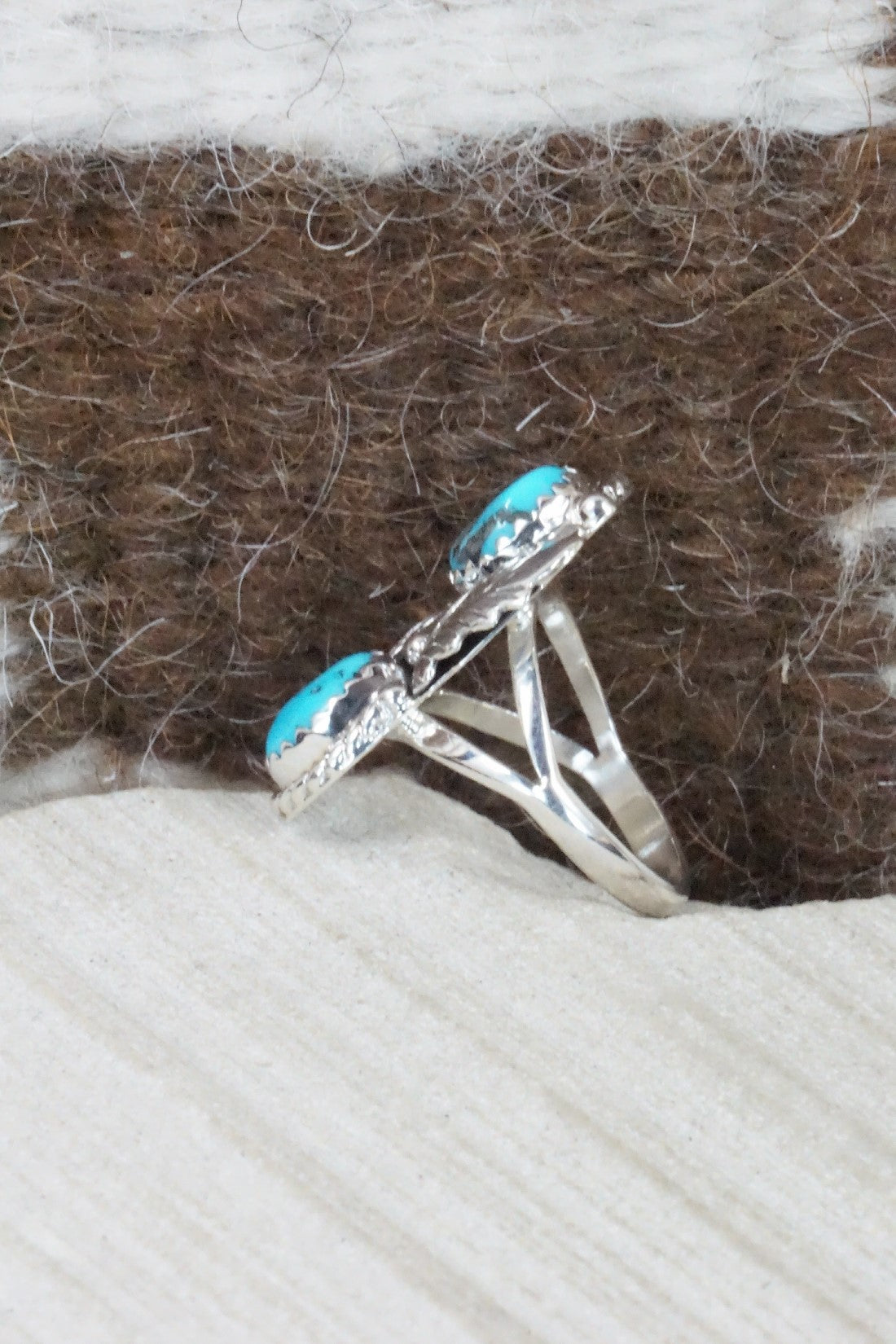 Turquoise & Sterling Silver Ring - William Begay - Size 4.5