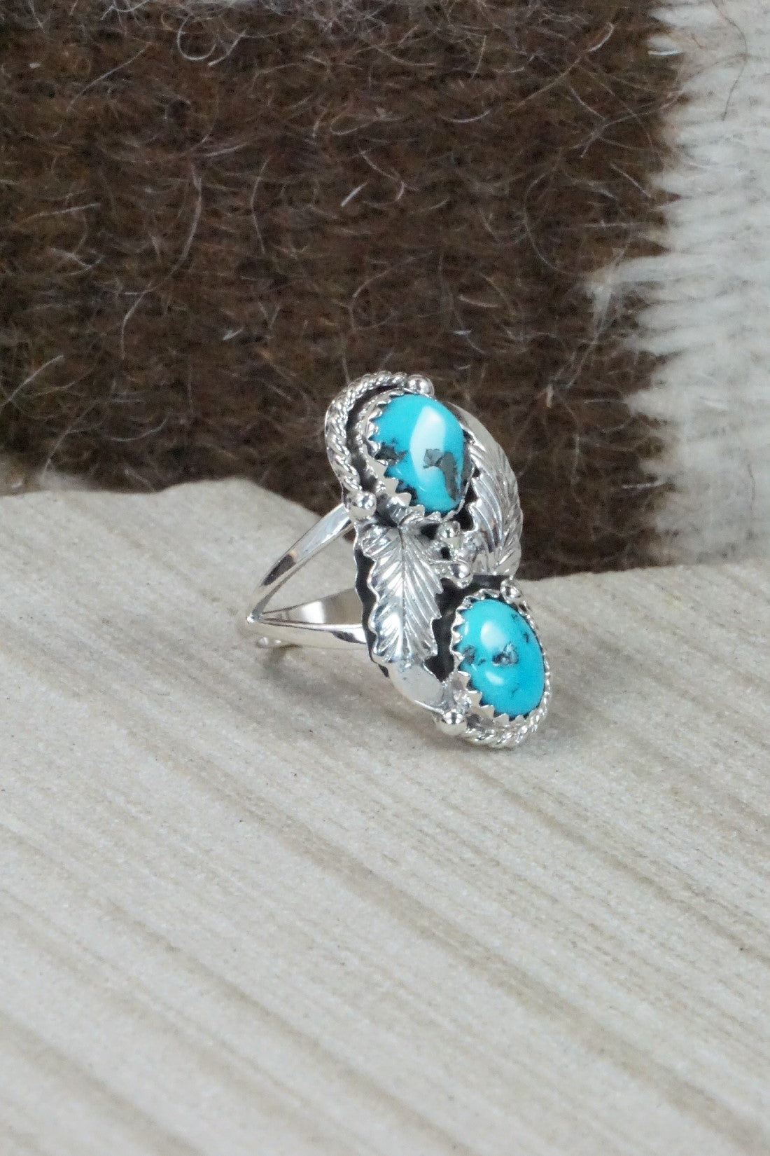 Turquoise & Sterling Silver Ring - William Begay - Size 4.5